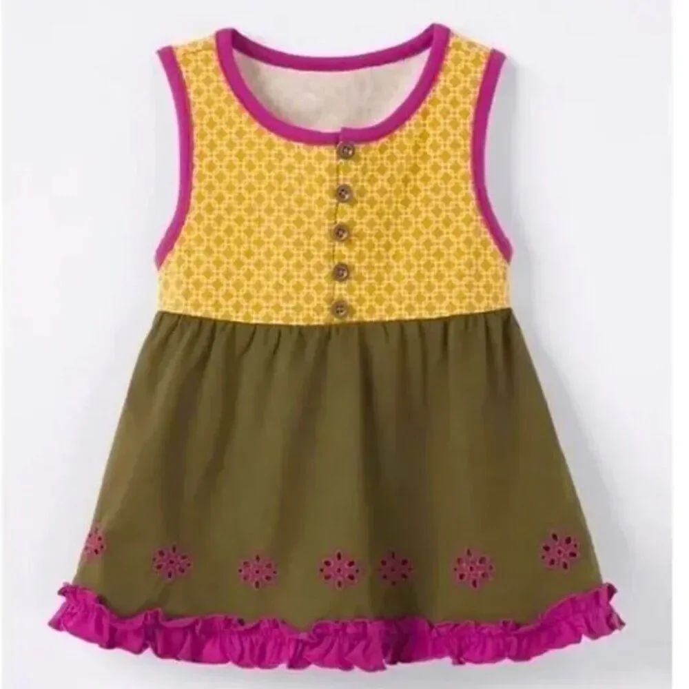 Matilda Jane Enchanted Garden Seabean Mixed Print Sleeveless Tank Tunic size 4